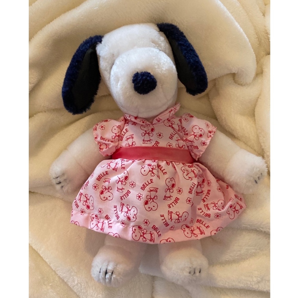 Vintage Belle Snoopy Little Sister 10” Plush Toy Pink Dress 1968